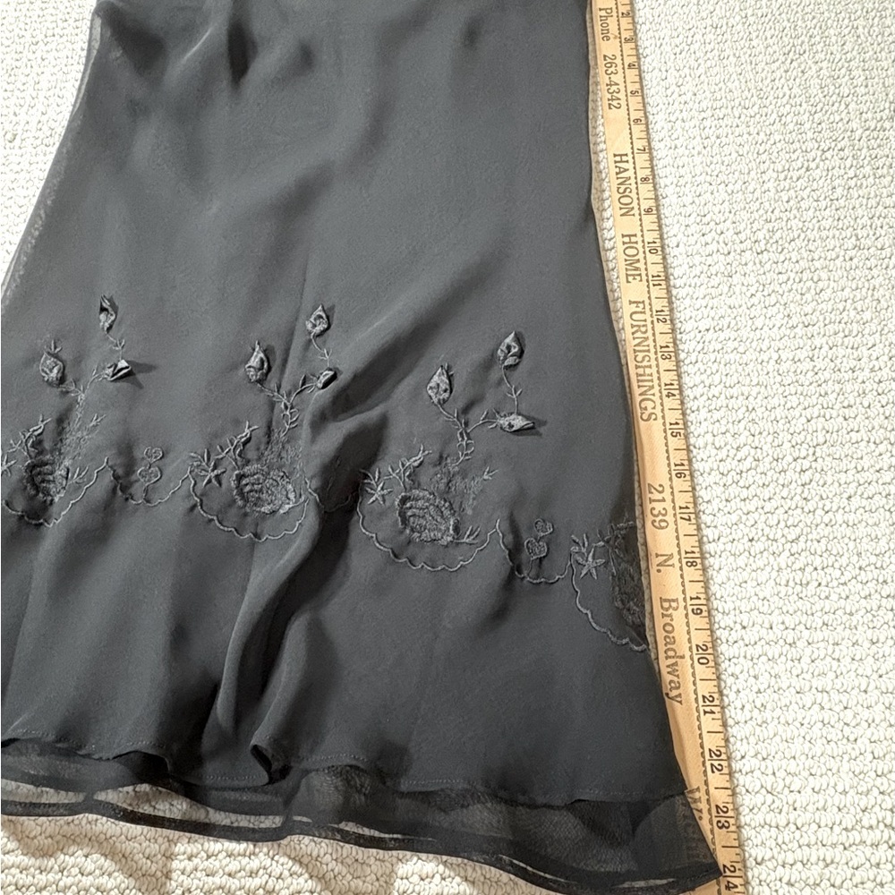 HALSTON Women’s Black Sheer Mini Slip Dress Dark Fairy Whimsigoth Romantic Small - Picture 14 of 15